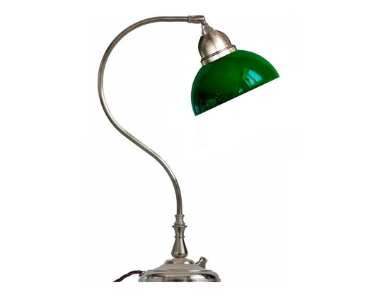 Bordslampa Lagerlöf - förnicklad / grön glasskärm