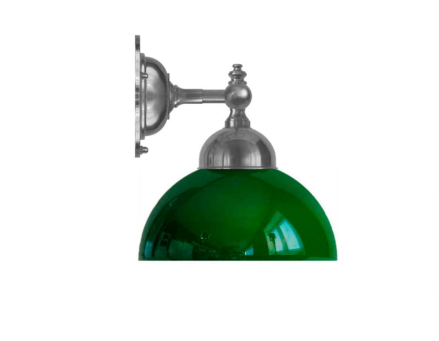 Badrumslampa Adelborg - förnicklad / grön glasskärm