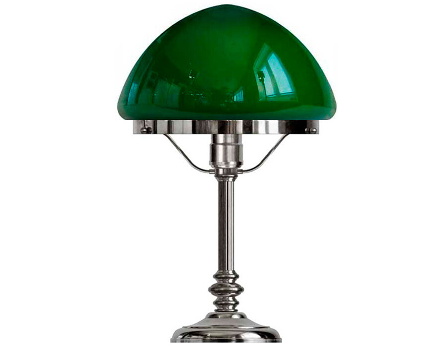 Bordslampa Karlfeldt - förnicklad / grön toppig glasskärm