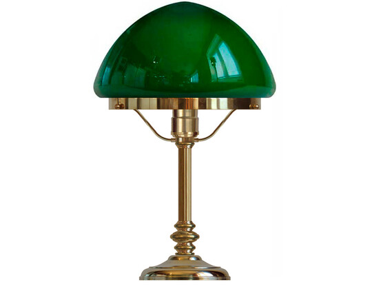 Bordslampa Karlfeldt - mässing / grön toppig glasskärm
