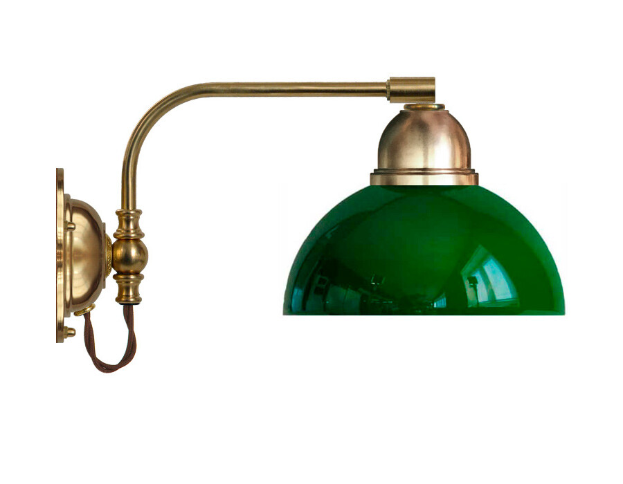 Vägglampa Gripenberg - mässing / grön glasskärm