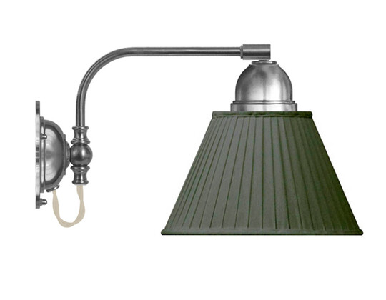 Vägglampa Gripenberg - förnicklad / grön tygskärm