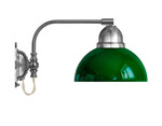 Vägglampa Gripenberg - förnicklad / grön glasskärm
